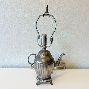 Vintage Silver Teapot Lamp 12” No Shade
